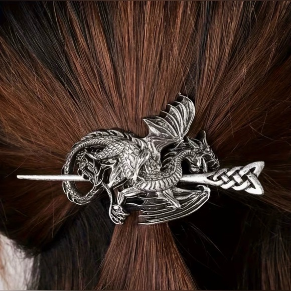 Dragon Hairpin Nordic Norwegian Style Hair Clip Decor Barrette Gorgeous New - Picture 2 of 5
